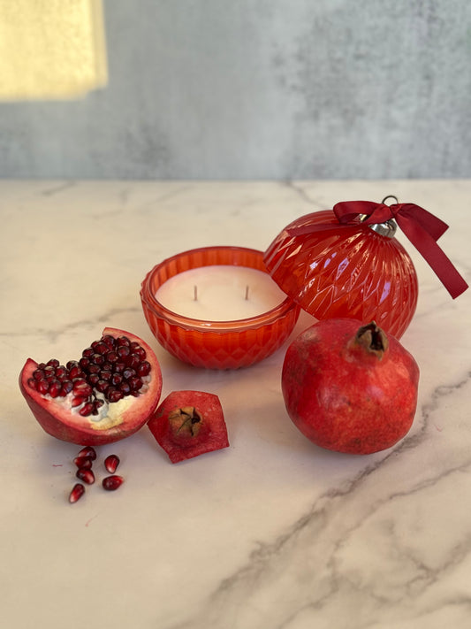 Jeweled Pomegranate Ornament Scented Candle